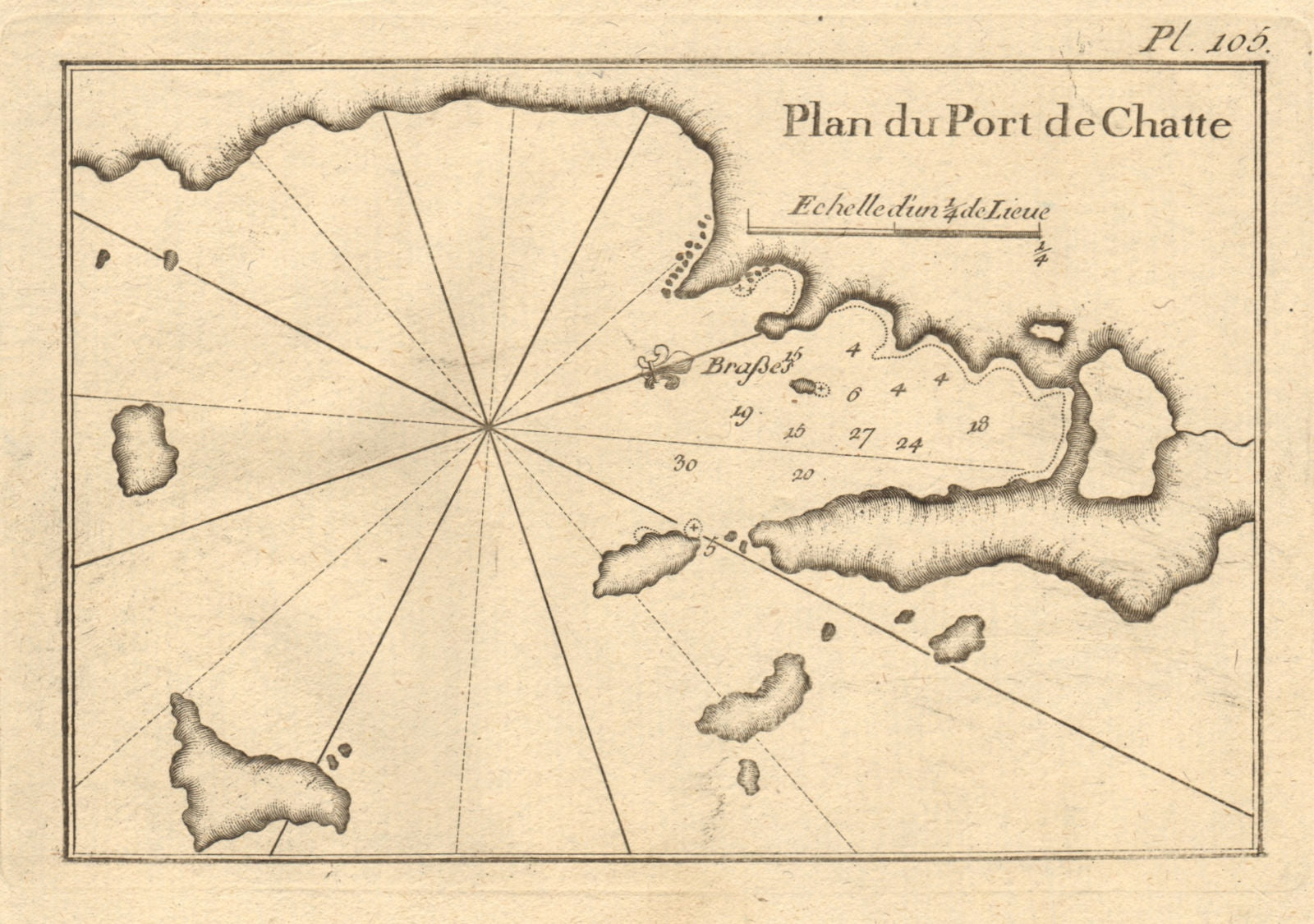 Port de Chatte. Skiathos, Repi & Tsougkrias. Sporades. Greece. ROUX 1804 map